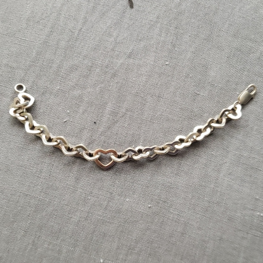 Beautiful Sterling Silver/14k gold Heart bracelet